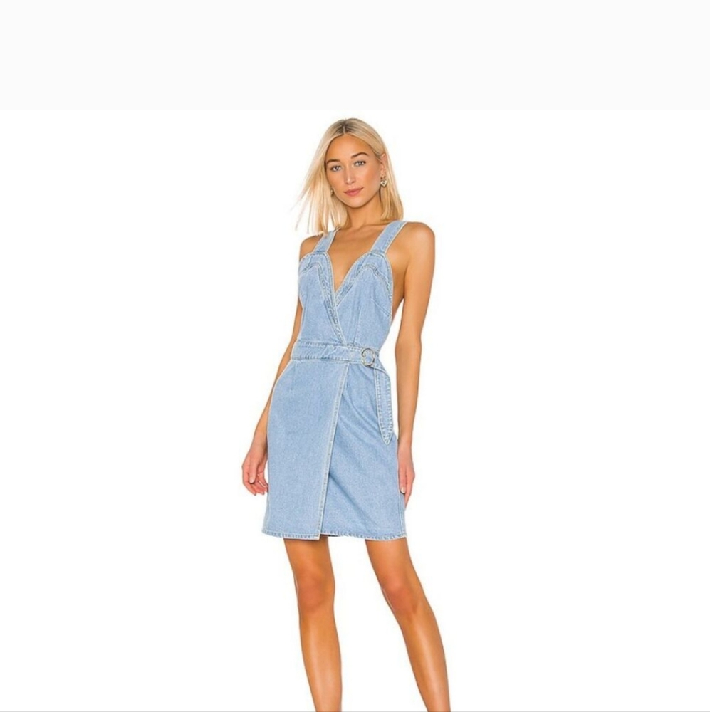 Nanushka Giza Mini Wrap Dress L Blue